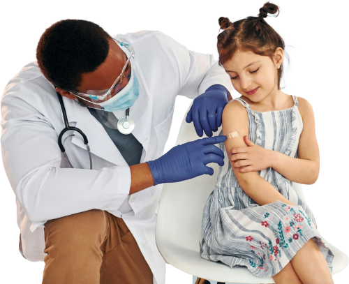 Doctor treating a child